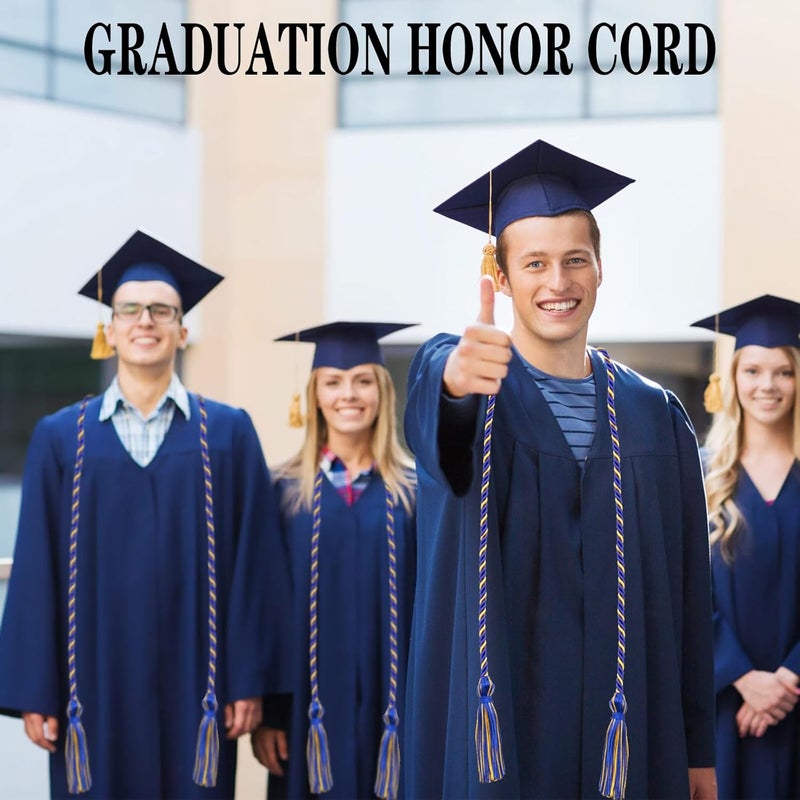 Leislam Graduation Cords, Graduation Honor Cords, Honor Cords, 2025 Graduation Tassel Honor Cords, 67" Long Braided Cords for 2025 Graduation Decorations Bachelor Gown for Student Master Doctoral, Blue Gold - Image 5